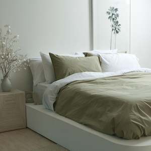 100% Stonewashed Cotton Duvet Set- Light Khaki