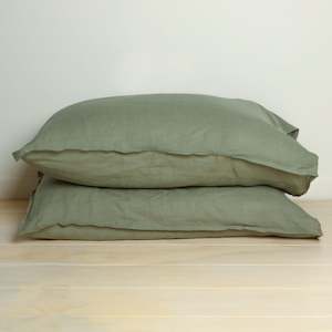 Seeing Green: 100% French Flax Linen Pillowcase Pair- Lichen