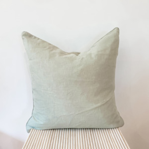 Seeing Green: 100% French Flax Linen Feather filled Cushion- Sage