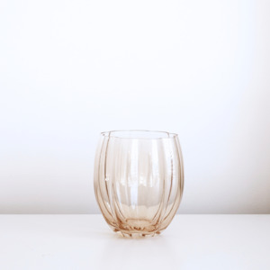 Petal Stemless Glass- Light Amber- Set of 4