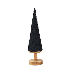 Chic Standing Fabric Cone Tree on Base Short - Black