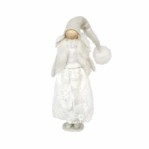 White Standing Doll with Fur Vest