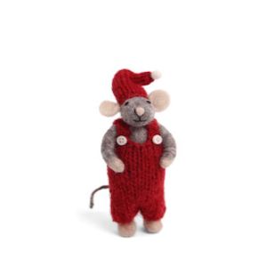 Small Felt Grey Boy Mouse with Red pants