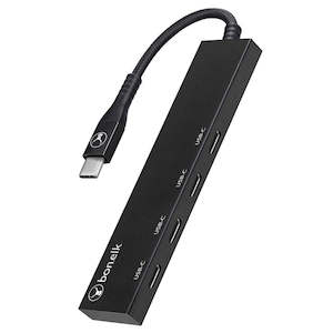 Bonelk: Bonelk Long-Life USB-C to 4 Port USB-C 3.0 Slim Hub (Black)