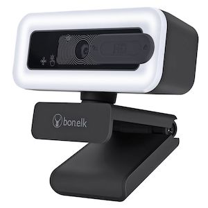 Bonelk: Bonelk USB Webcam Pro LED, Clip On, 1080p (Black)