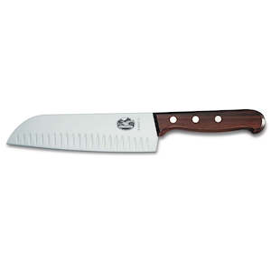 Knife Blocks: Victorinox Wood Santoku Fluted Wide Blade Knife 17cm