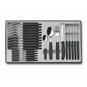 Victorinox Classic Steak & Tomato Round Tip Wavy Edge Knife 24 Piece Set 11cm (Black)