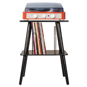 Products: Gadhouse Brad MKII Record Player - Tangerine + Entertainment Stand Bundle - Black