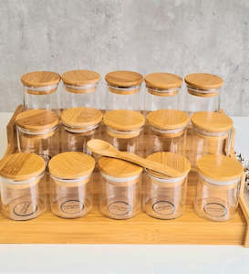 Herbs and Spice Jars (100mls)  with Bamboo Shelf