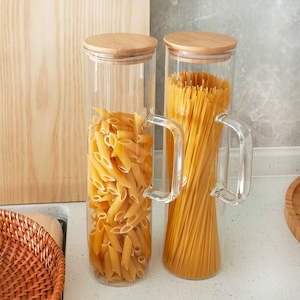 Pasta/ Noodles Glass and Bamboo Jar