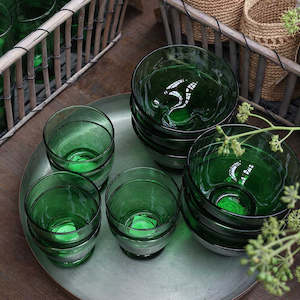 Green Glass Footed Bowl