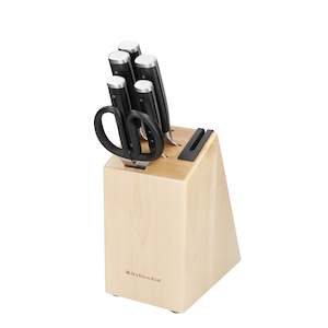 Kitchen Utensils: 6 Piece Birch Wood Knife Block Set