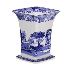 Blue Italian Square Vase 8"