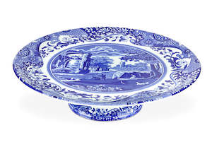 Blue Italian Footed Cake Plate