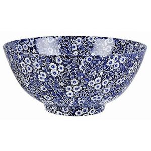 Blue Calico Large Footed Bowl