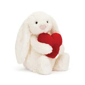 Bashful Red Love Heart Bunny  Medium