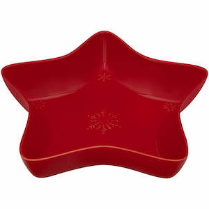 Bordallo Pinheiro: Snowflake Star Bowl/Red 37cm