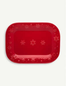 Bordallo Pinheiro: Snowflake Platter/Red 34.5cm