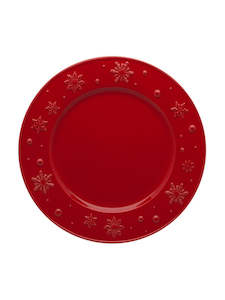 Bordallo Pinheiro: Snowflake Dinner Plate/Red