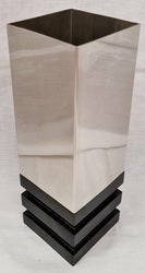 Vase - Mango Wood & Stainless Steel (10 x 10 x 30cm)