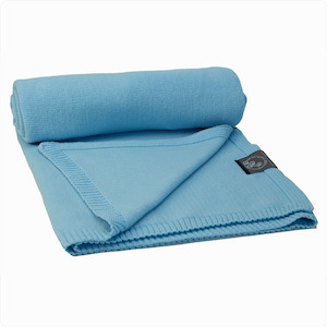 Baby Blanket - Flat Knit Cotton (Bondi Blue)