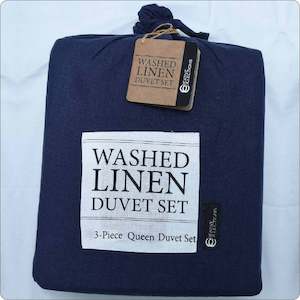 Duvet Cover Set - Linen Marine (Queen)