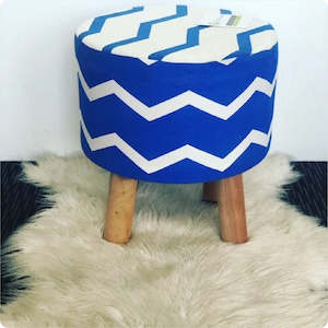 Foot Stool - Blue / White