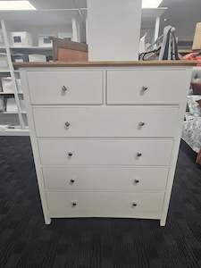 Jessica 6 Drawer Chest Oak Top