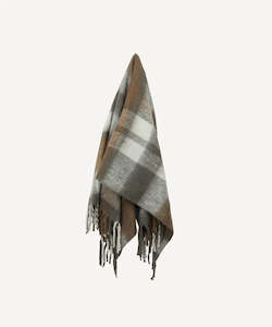 Grey Brown Plaid Tassel Throw