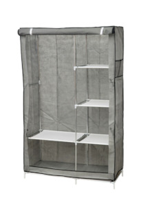 Portable wardrobe with cover grey.