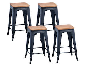 Jupiter Tolix Replica Bar Stools Elm Seat 4pc 62cm height