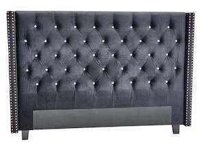 OXFORD HEADBOARD BLACK VELVET - QUEEN