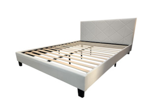 White Gary King Slat Bed Frame