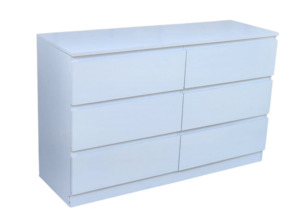 Liana Lowboy Chest 6 Drawer Dresser white