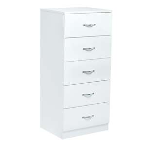 Emily Tallboy Chest 5 Drawer White