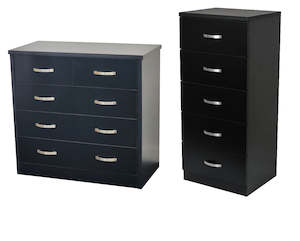 Furniture: Gary lowboy and tall boy black Combo 1+1