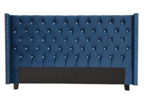 Oxford Headboard Navy Blue Velvet - Super King