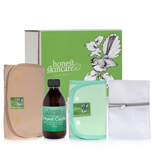 Cosmetic: Castor Oil Complete Starter Pack - Waist Wrap, Knee Wrap, Wash Bag, Organic Castor Oil