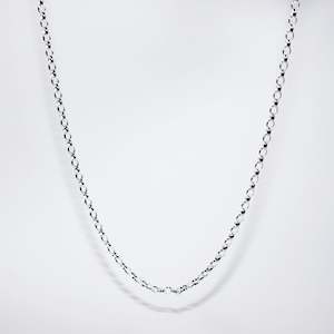 45cm Sterling Silver Oval Belcher Medium Weight Necklace