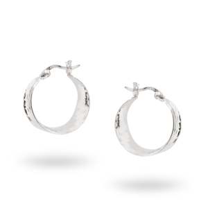 Clock: Sterling Silver Flat Beated Textured Hoop Earring