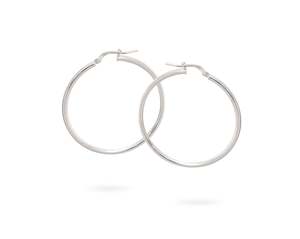 Clock: 35mm Sterling Silver Plain Creole Hoop Earring