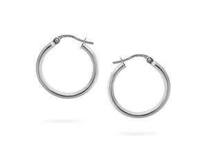 Clock: 15mm Sterling Silver Plain Creole Hoop Earring