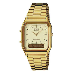 CASIO MENS DRESS DUO GOLD TONE WATCH