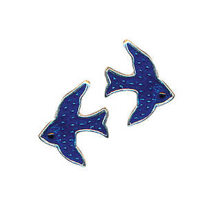 Clock: Sterling Silver Blue Bird Stud Earrings