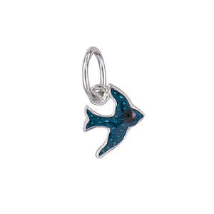 Clock: Sterling Silver Blue Bird Charm.