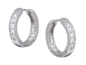 Clock: Sterling Silver Round Huggie CZ Earring