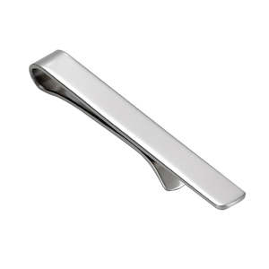 Clock: Rhodium plated Sterling Silver Tie Slide 50mm