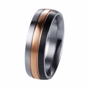 Stainless Steel/IP Gun/Rose Gold Ring