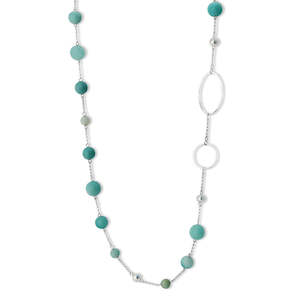 Clock: Amazonite & Sterling Silver Long Necklace