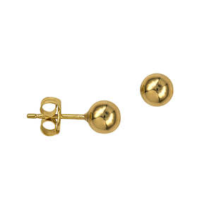 Clock: 9k Yellow Gold 5mm Heavy Ball Stud Earrings